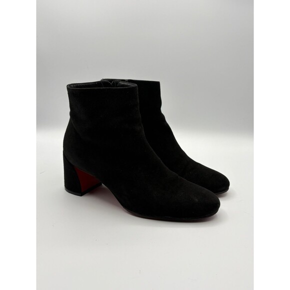 Christian Louboutin Black Suede Turela 55 Ankle Boots Block Heel Sz EU 36 - Picture 3 of 14